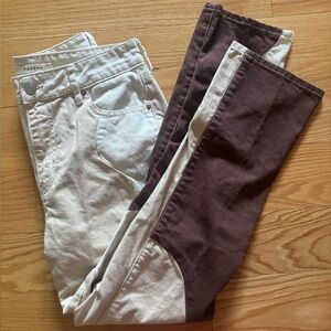 Pacsun Eco Cream Tan Brown Paneled Wavy Design Mom Jeans 100% Cotton